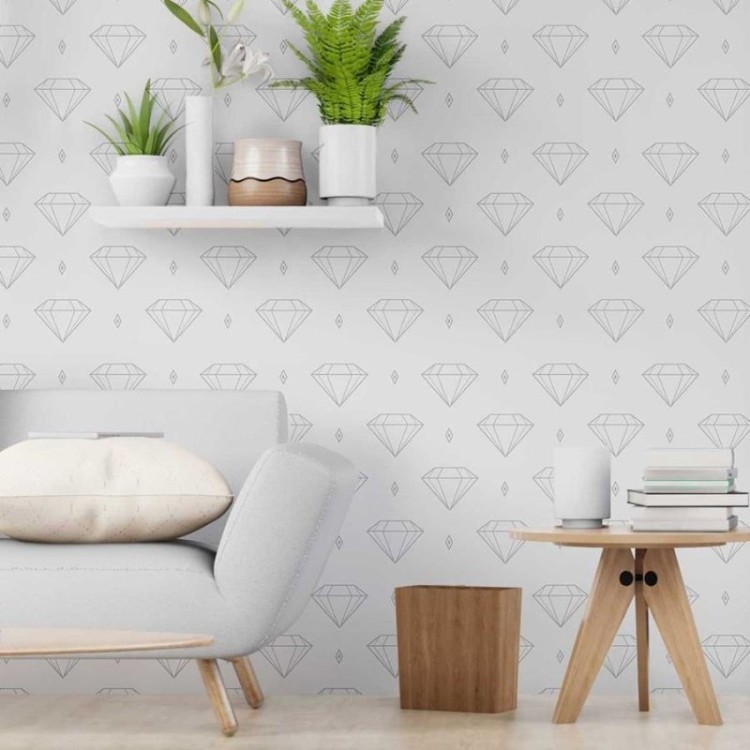 Papel de Parede Adesivo Minimalista Diamantes...
