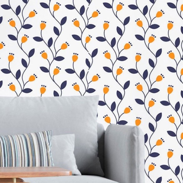 Papel de Parede Adesivo Minimalista Folhas N016040