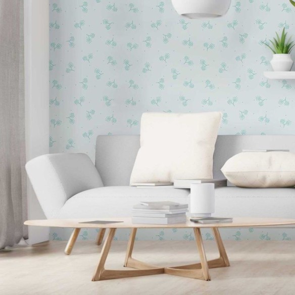 Papel de Parede Adesivo Minimalitsa Flores Verde N06132