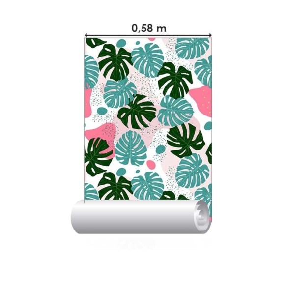 Papel de Parede Adesivo Monstera Tropical Colorido N08050