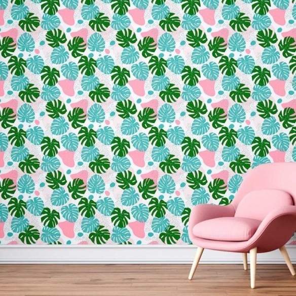 Papel de Parede Adesivo Monstera Tropical Colorido N08050