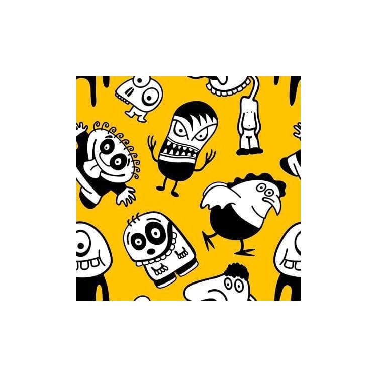 Papel de Parede Adesivo Monstrinhos Amarelo 0303