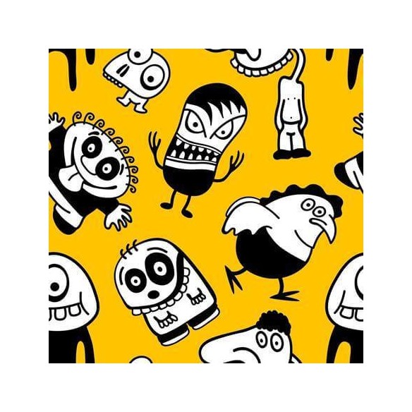 Papel de Parede Adesivo Monstrinhos Amarelo 0303