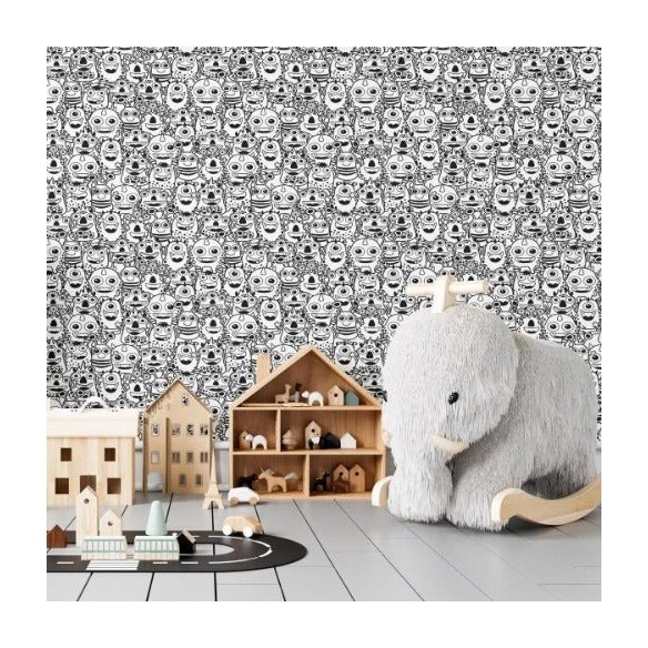 Papel de Parede Adesivo Monstros para Colorir N04079