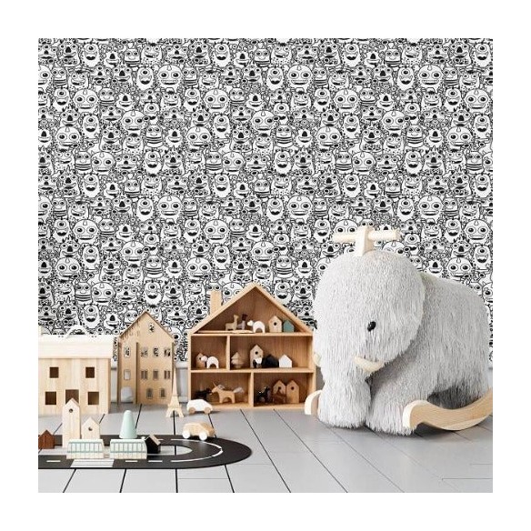Papel de Parede Adesivo Monstros para Colorir N04079