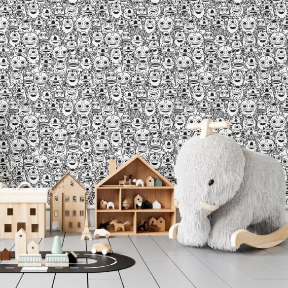 Papel de Parede Adesivo Monstros para Colorir N04079