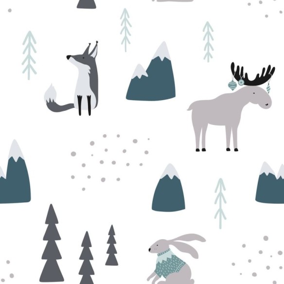 Papel de Parede Adesivo Montanhas e Animais N04090