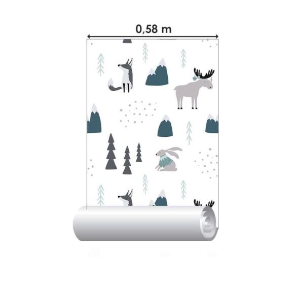 Papel de Parede Adesivo Montanhas e Animais N04090