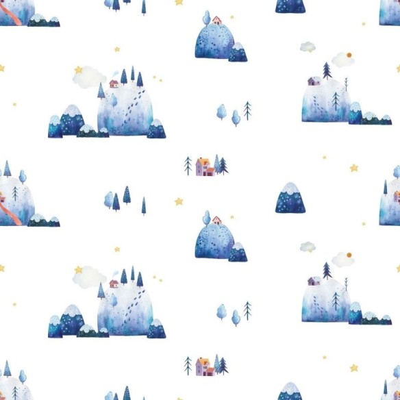 Papel de Parede Adesivo Montanhas Geladas Aquarela N019081