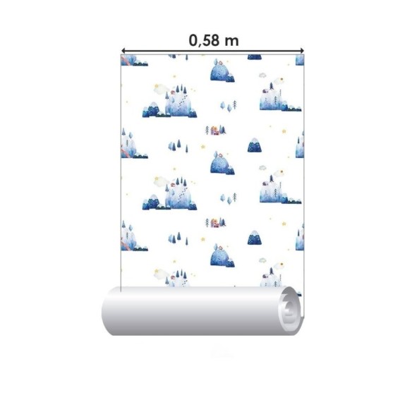 Papel de Parede Adesivo Montanhas Geladas Aquarela N019081
