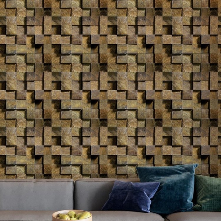 Papel de Parede Adesivo Mosaico de Pedras 3D NP001