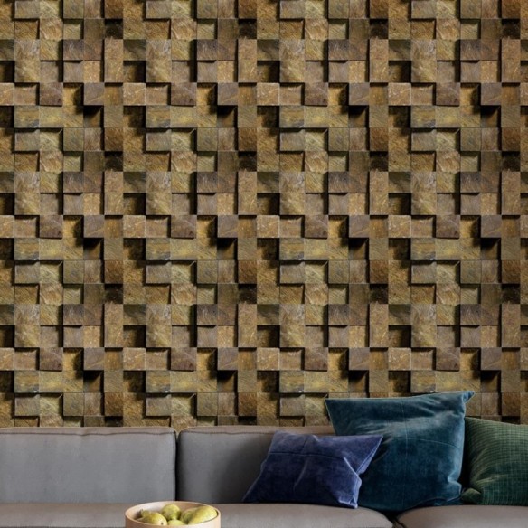 Papel de Parede Adesivo Mosaico de Pedras 3D NP001