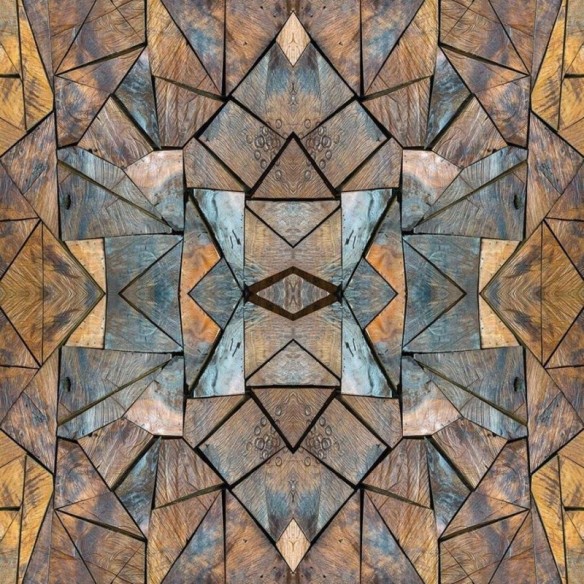 Papel de Parede Adesivo Mosaico Geométrico Madeira N010193