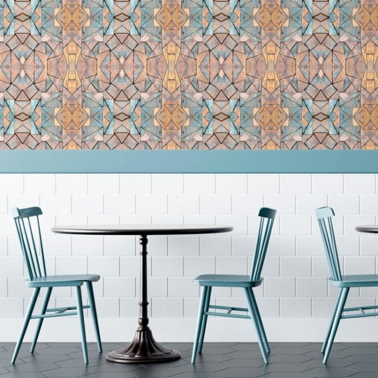 Papel de Parede Adesivo Mosaico Geométrico...