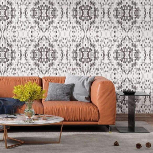 Papel de Parede Adesivo Mosaico preto e branco N08134