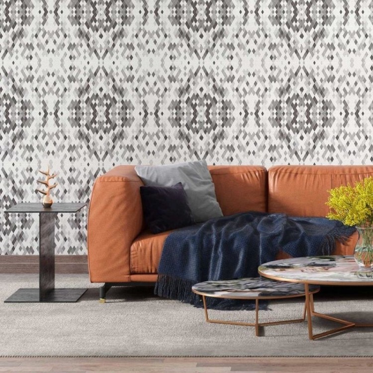 Papel de Parede Adesivo Mosaico preto e branco...