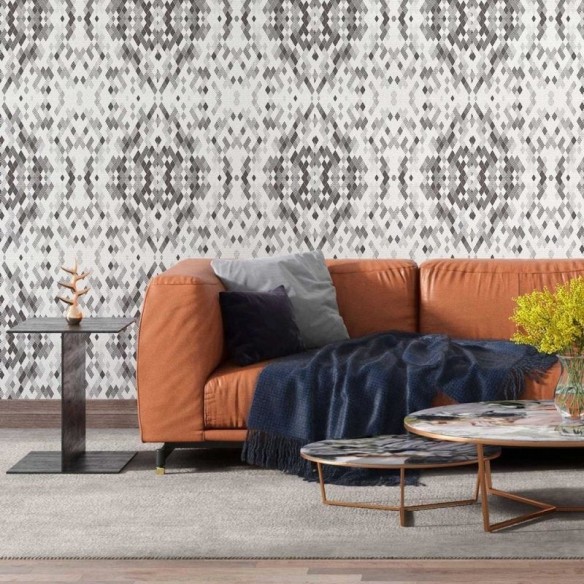 Papel de Parede Adesivo Mosaico preto e branco N08134