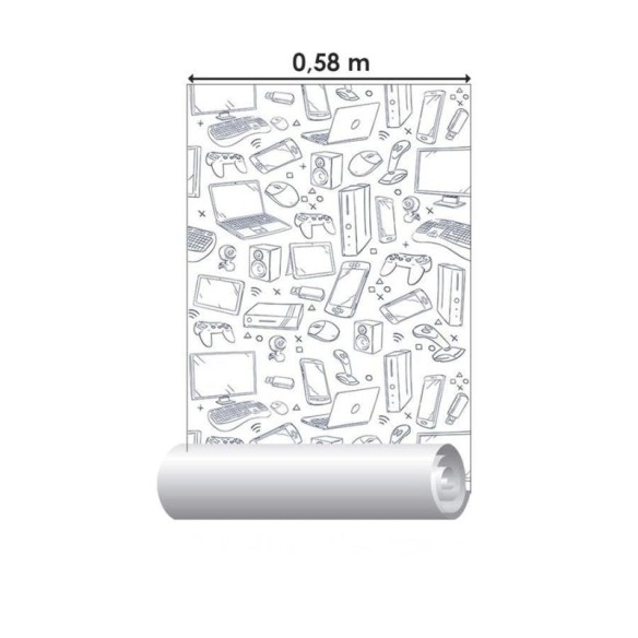 Papel de Parede Adesivo Mundo Digital Monocromático N06177