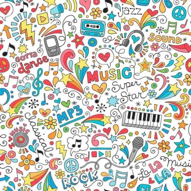 Papel de Parede Adesivo Música Colorido 0176