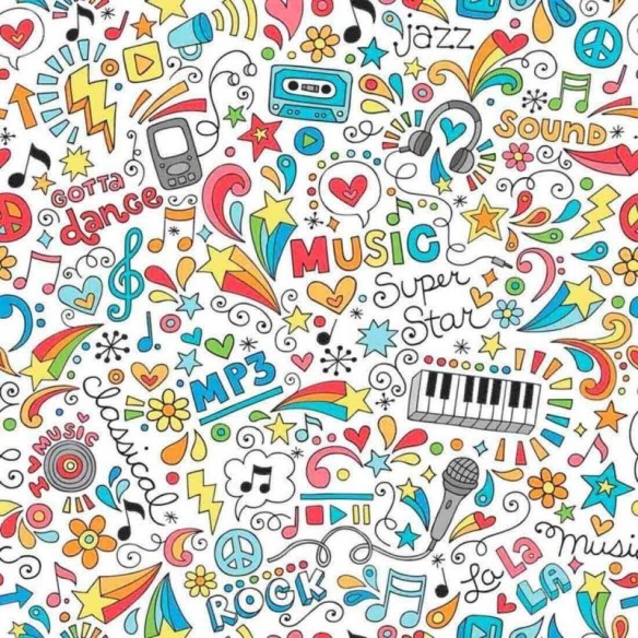 Papel de Parede Adesivo Música Colorido 0176