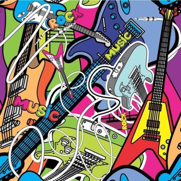 Papel de Parede Adesivo Música Guitarra Colorido 36109678