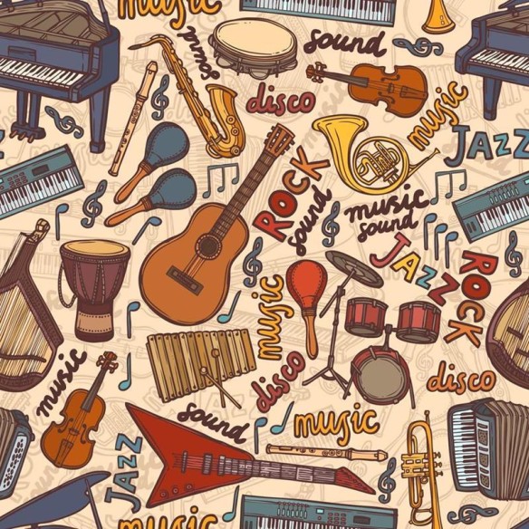 Papel de Parede Adesivo Musica Retrô N09058