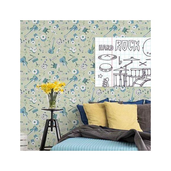 Papel de Parede Adesivo Música Verde 354