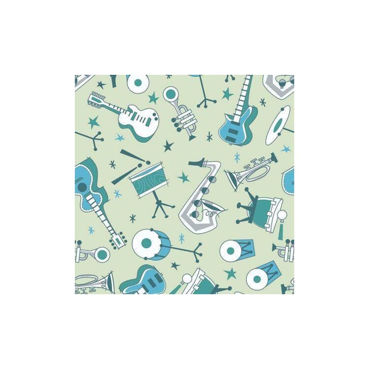 Papel de Parede Adesivo Música Verde 354