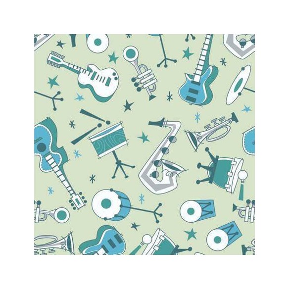 Papel de Parede Adesivo Música Verde 354