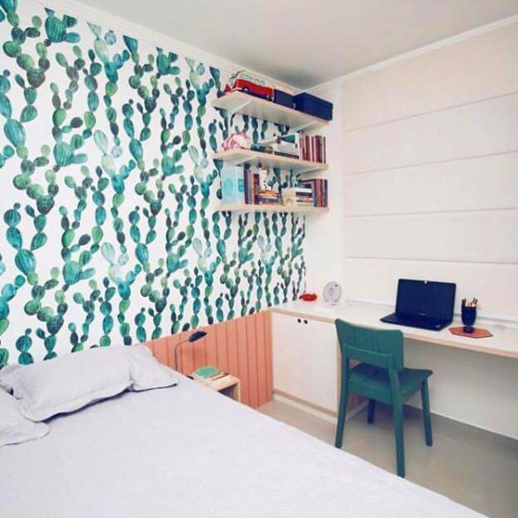 Papel de Parede Adesivo Natureza Cactos Branco463835858