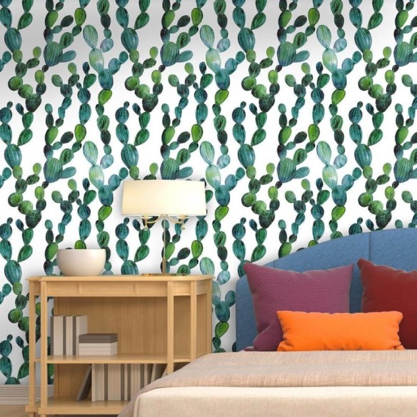 Papel de Parede Adesivo Natureza Cactos Branco463835858