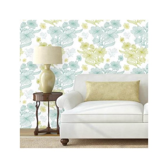 Papel de Parede Adesivo Natureza Floral Verde 96033974