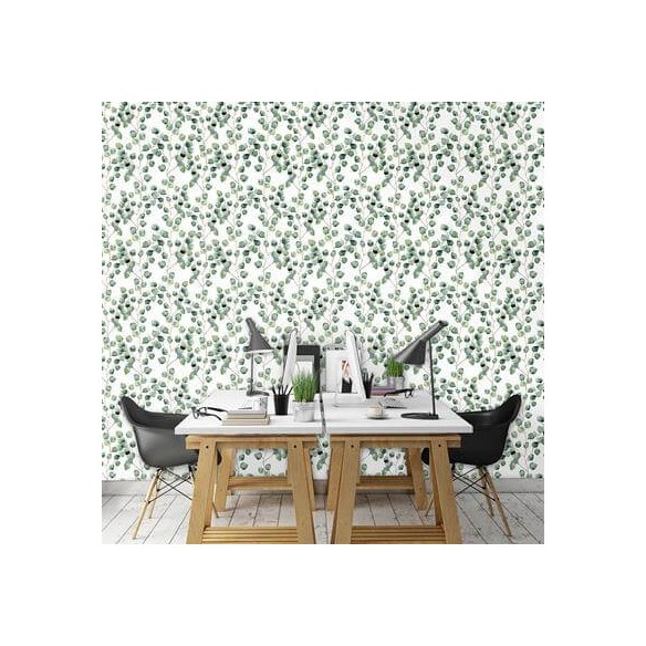 Papel de Parede Adesivo Natureza Folhas Branco 440690605