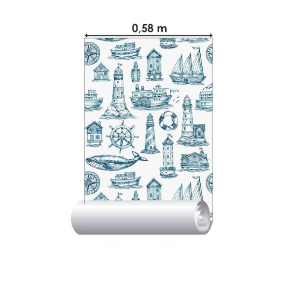 Papel de Parede Adesivo Naútico Barcos e Oceano N012118