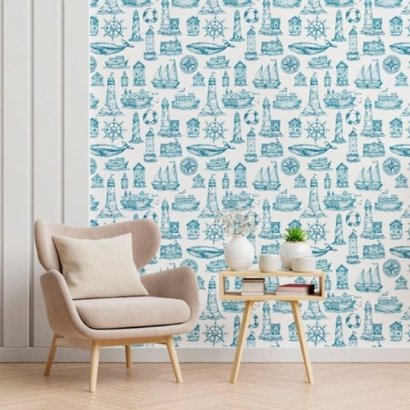 Papel de Parede Adesivo Naútico Barcos e Oceano N012118