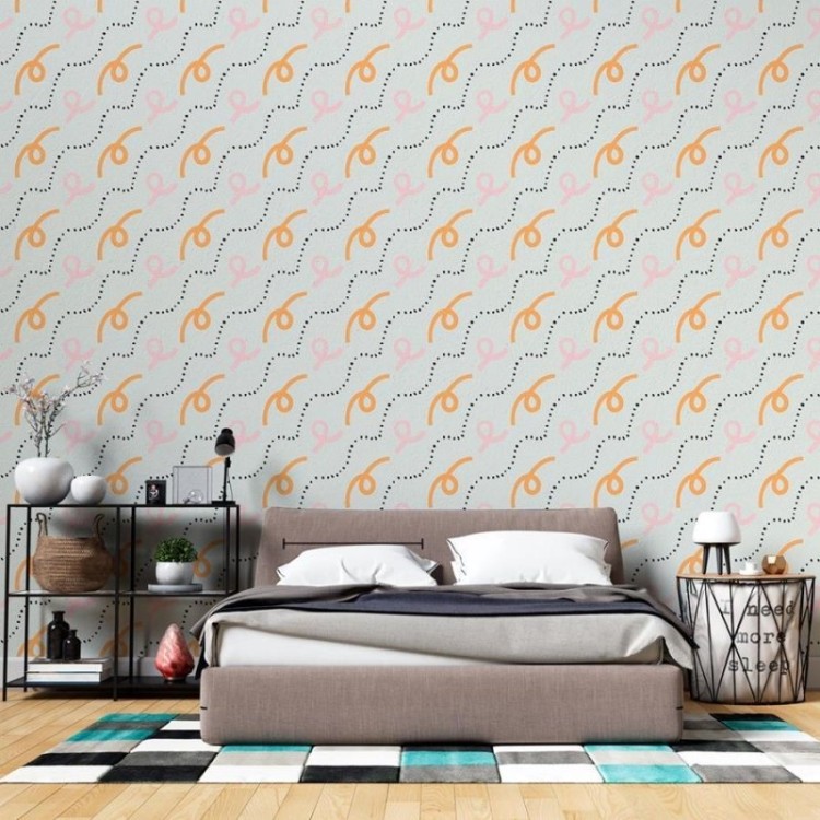 Papel de Parede Adesivo Nó Laranja e Rosa N06286