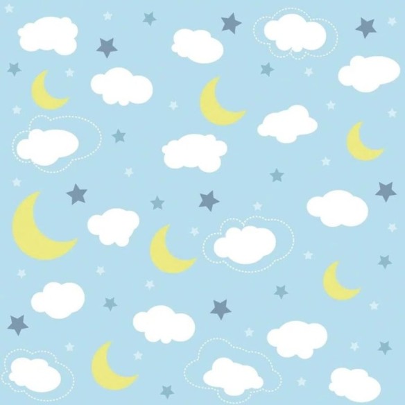 Papel de Parede Adesivo Nuvem Estrela Azul 188761154