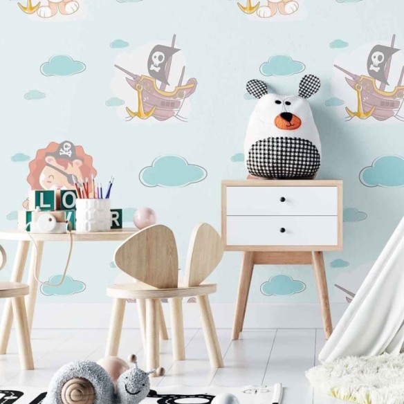 Papel de Parede Adesivo Nuvem Infantil N02254