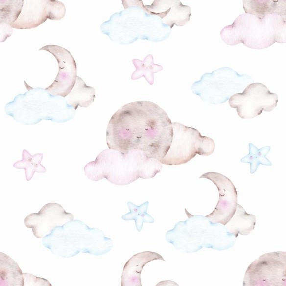 Papel de Parede Adesivo Nuvem, lua infantil N03128