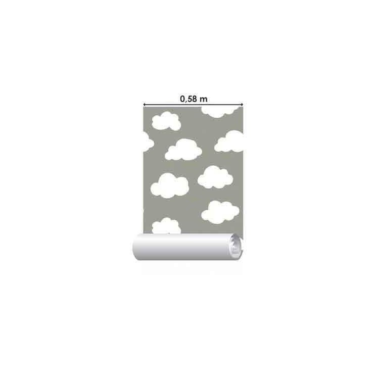 Papel de Parede Adesivo Nuvens Céu Cinza...
