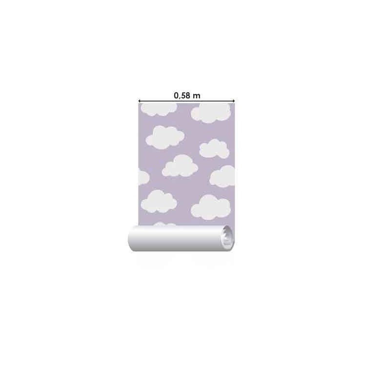 Papel de Parede Adesivo Nuvens Céu Lilás...