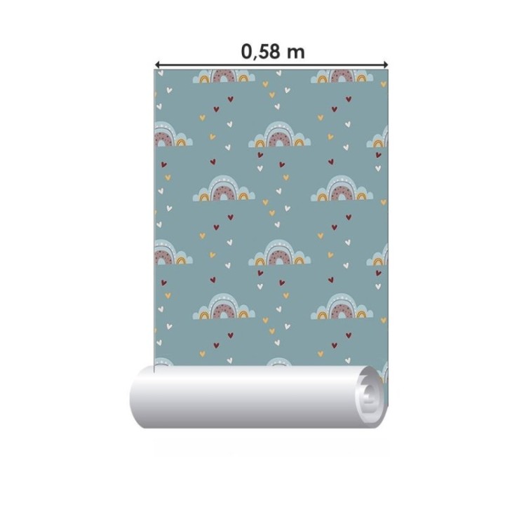 Papel de Parede Adesivo Nuvens e Arco Íris N019096
