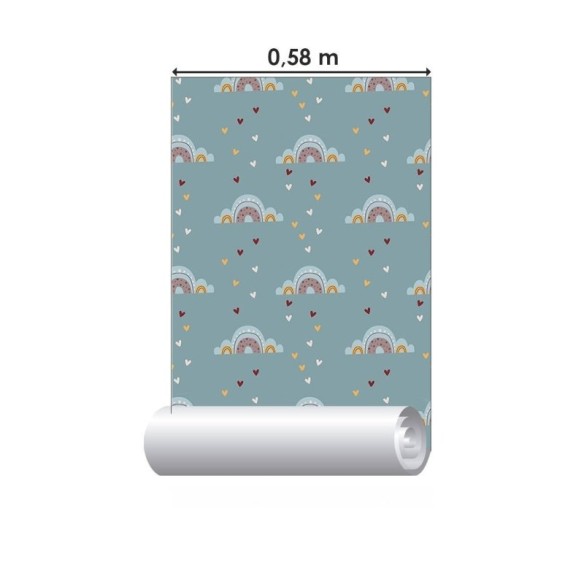 Papel de Parede Adesivo Nuvens e Arco Íris N019096