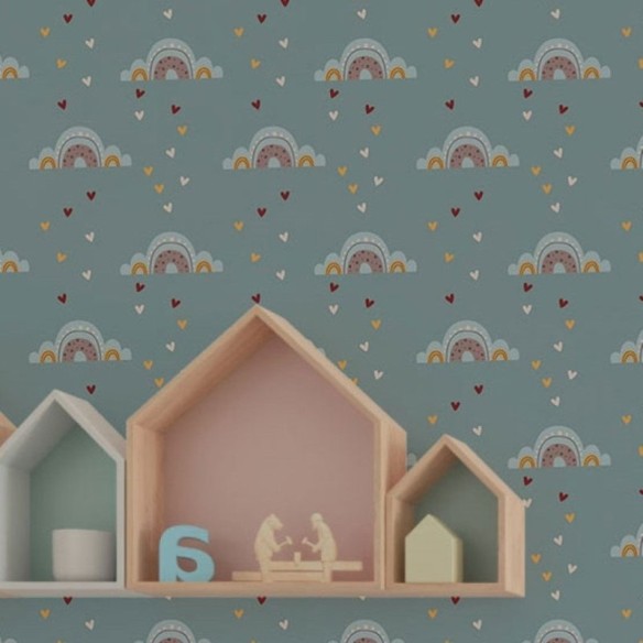 Papel de Parede Adesivo Nuvens e Arco Íris N019096