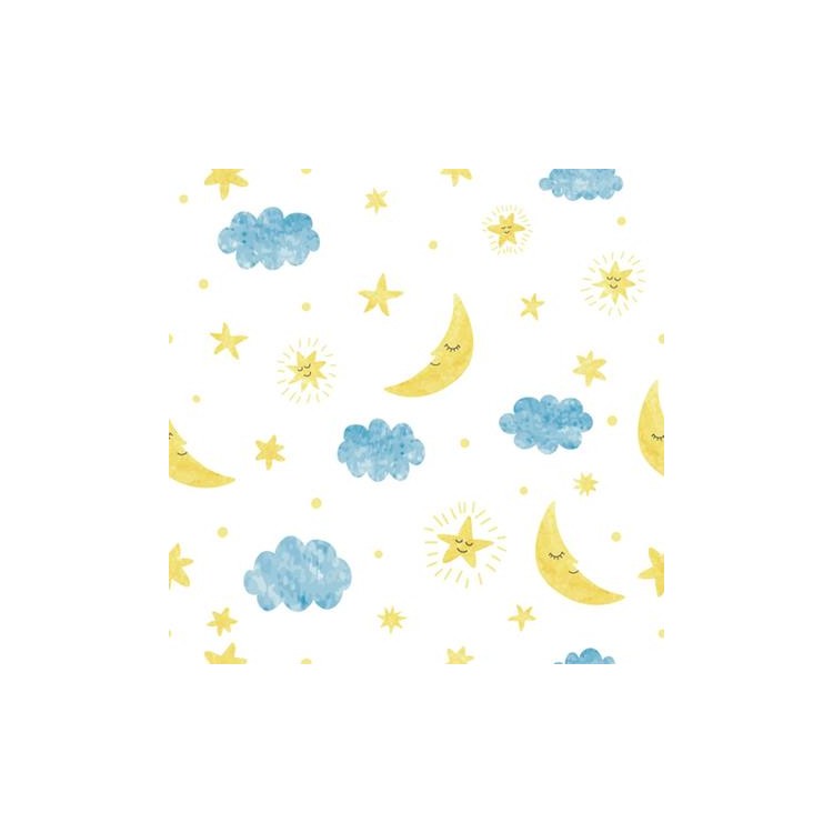 Papel de Parede Adesivo Nuvens e Estrelas...