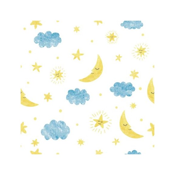 Papel de Parede Adesivo Nuvens e Estrelas 589039781