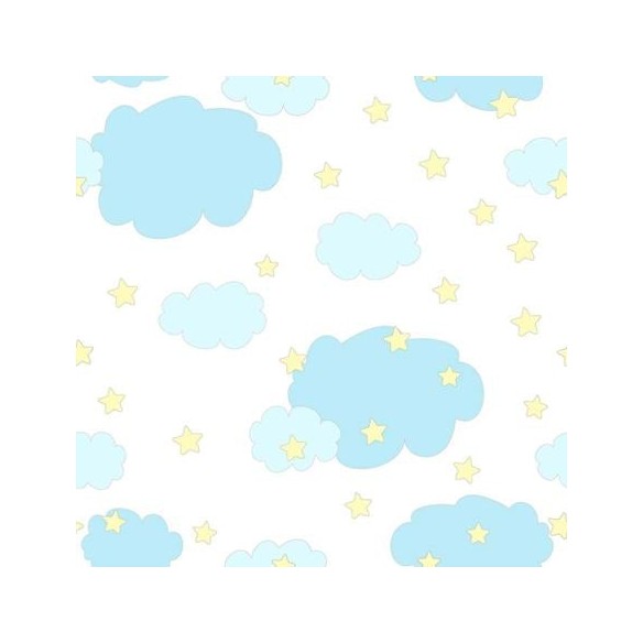 Papel de Parede Adesivo Nuvens e Estrelas Branco 86181088