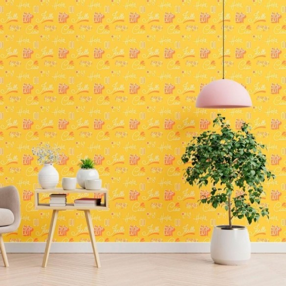 Papel de Parede Adesivo Olá Ao Redor Do Mundo N012054