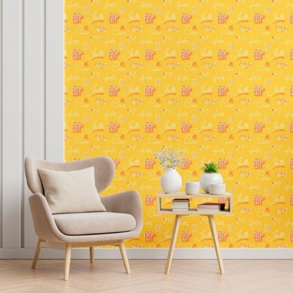 Papel de Parede Adesivo Olá Ao Redor Do Mundo N012054