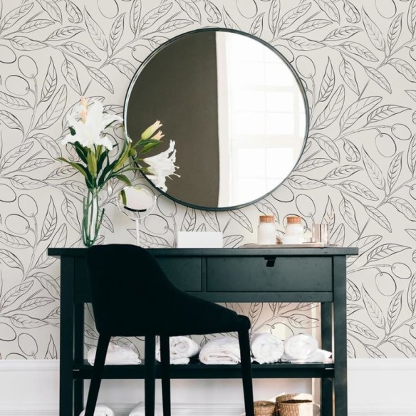 Papel de Parede Adesivo Oliveira Monocromática N06175